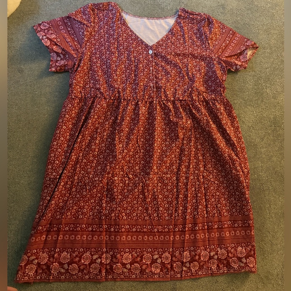 New Floral Red pink dress size 2X